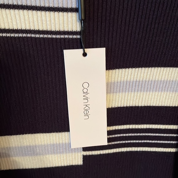 Calvin Klein NWT striped Navy, cream and light blue cardigan XL - Picture 4 of 7